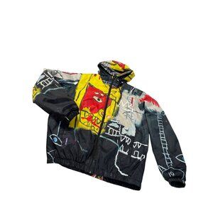 Members Only Basquiat Colab Mens graphic hooded puffer Jacket Sz M SKU 9607